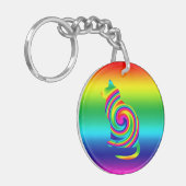 Cat Shaped Rainbow Twirl Sleutelhanger (Voorkant Links)