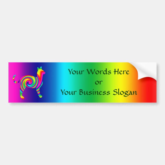 Cat Shaped Rainbow Twist Bumpersticker (Voorkant)