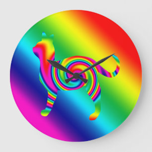Cat Shaped Rainbow Twist Grote Klok