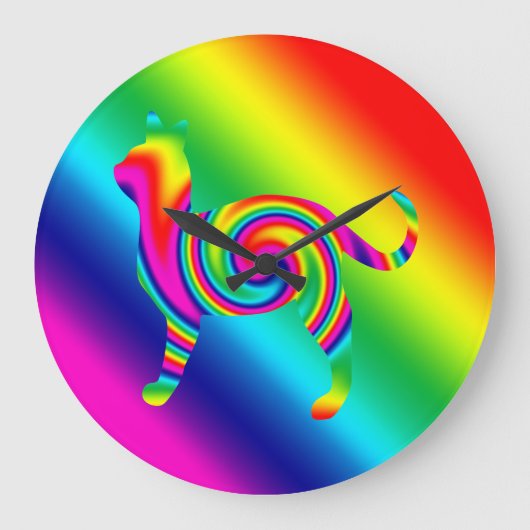 Cat Shaped Rainbow Twist Grote Klok (Voorkant)