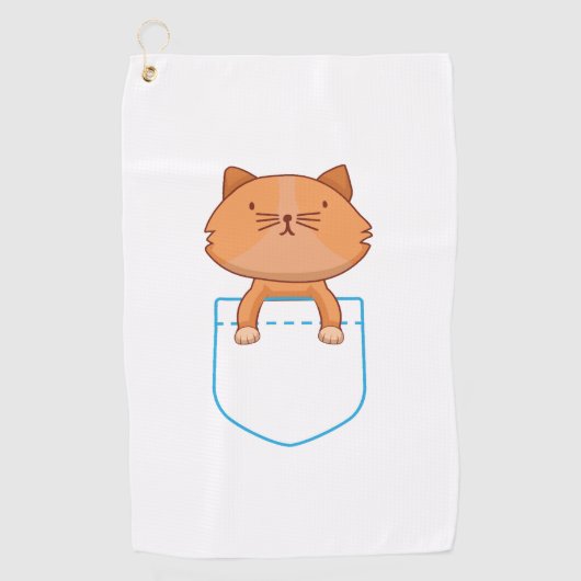 Cat Shirt - Cat in Pocket T-Shirt - Kat tshirt Golfhanddoek (Voorkant)