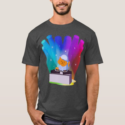 Cat Shirt Rainbow DJ Cat (Voorkant)