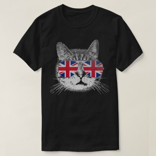 Cat Shirt Union Jack Flag Country Retro England Br (Design voorkant)