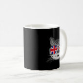 Cat Shirt Union Jack Flag Country Retro England Br Koffiemok (Voorkant rechts)