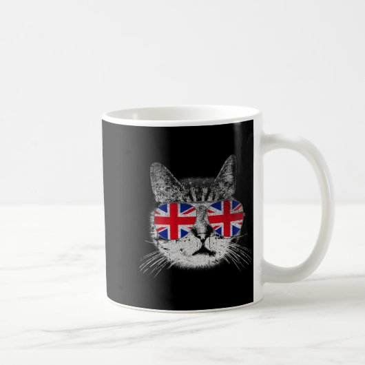 Cat Shirt Union Jack Flag Country Retro England Br Koffiemok (Rechts)