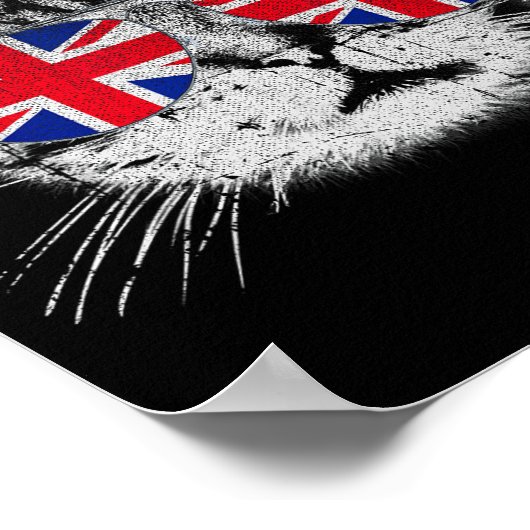 Cat Shirt Union Jack Flag Country Retro England Br Poster (Hoek)
