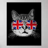 Cat Shirt Union Jack Flag Country Retro England Br Poster (Voorkant)