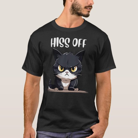 cat shirts for men, humor Hiss Off Meow Cat T (Voorkant)