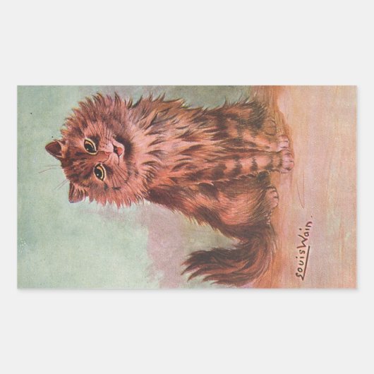  Cat Show Tabby Illustratie door Louis Wain Rechthoekige Sticker (Voorkant)