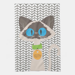 Cat Siamese Tonkinese Gepersonaliseerd Kat Theedoek