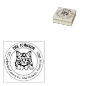 Cat Siberisch familie retouradres Rubberstempel (Gestempeld)