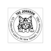 Cat Siberisch familie retouradres Rubberstempel (Afrduk)