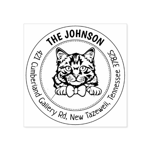 Cat Siberisch familie retouradres Rubberstempel (Afrduk)