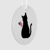 Cat Silhouette Amerikaanse Vlag Patriottische Huis Ornament (voorkant)