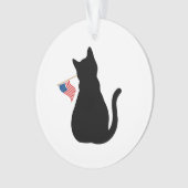Cat Silhouette Amerikaanse Vlag Patriottische Huis Ornament (voorkant)