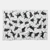 Cat Silhouette Black & White doedle bubble Theedoek (Horizontaal)