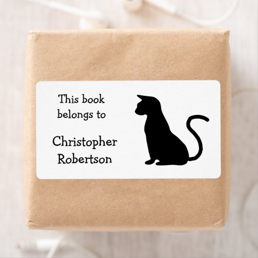Cat Silhouette Book Bord Etiket (Insitu)