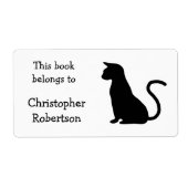 Cat Silhouette Book Bord Etiket (Voorkant)