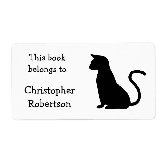 Cat Silhouette Book Bord Etiket (Voorkant)