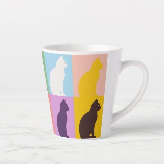 Cat silhouette colorful latte mok (Rechts)