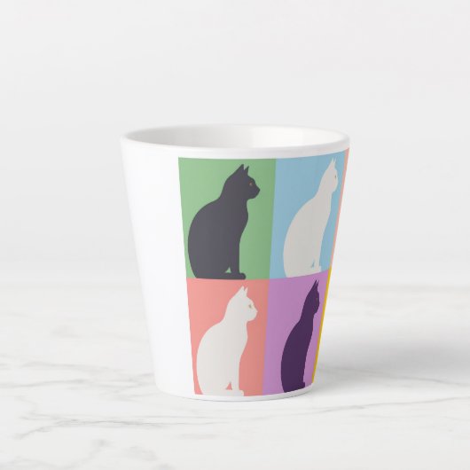 Cat silhouette colorful latte mok (Voorkant)