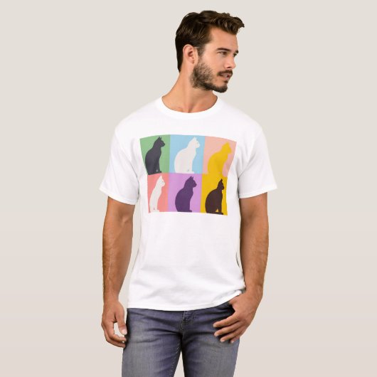 Cat silhouette colorful t-shirt (Voorkant volledig)