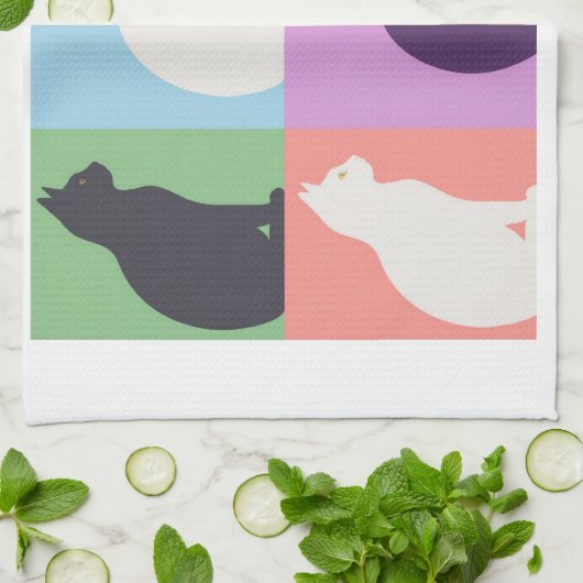 Cat silhouette colorful theedoek (Gevouwen)