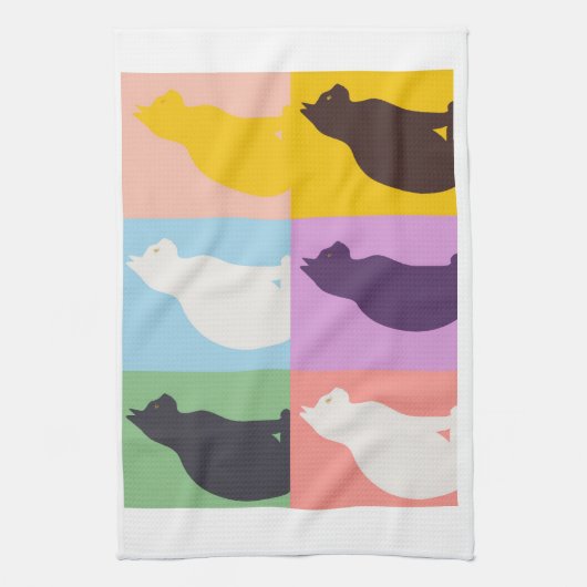 Cat silhouette colorful theedoek (Verticaal)