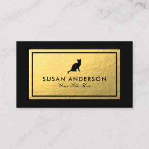 Cat Silhouette - Faux Gold Foil Visitekaartje