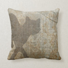 Cat Silhouette French Climier Faux Linen Kussen