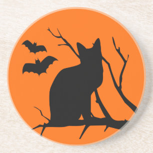 Cat Silhouette Halloween Onderzetter