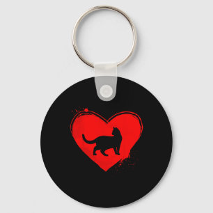 Cat Silhouette Hart Vorm Valentijn Kattenliefhebbe Sleutelhanger