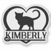 Cat Silhouette Heart Split Monogram Sticker (Voorkant)