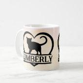 Cat Silhouette Heart Split Monogram Sunset Koffiemok (Voorkant links)