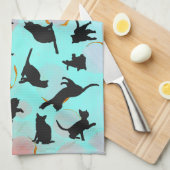 Cat Silhouette Kitchen Towel-inkt achtergrond Theedoek (Quarter Fold)