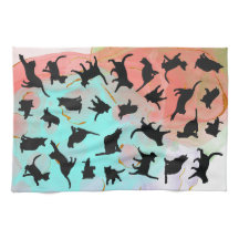 Cat Silhouette Kitchen Towel-inkt achtergrond