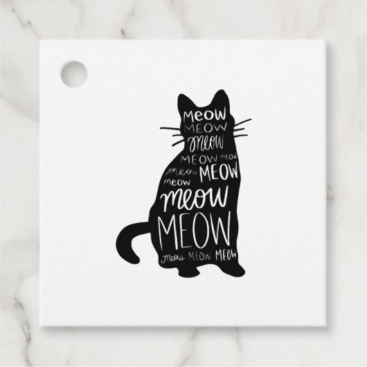 Cat Silhouette Meow Bedankjes Labels (Voorkant)