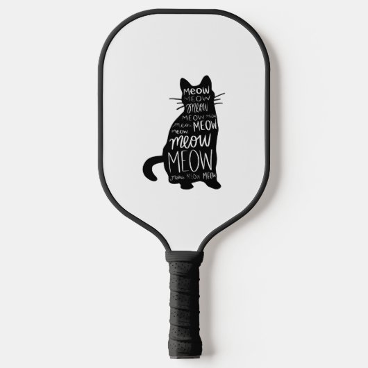 Cat Silhouette Meow Pickleball Paddle (Voorkant)