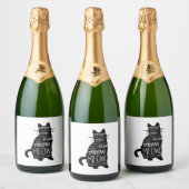 Cat Silhouette Meow Sparkling Wijnetiket (Flessen)