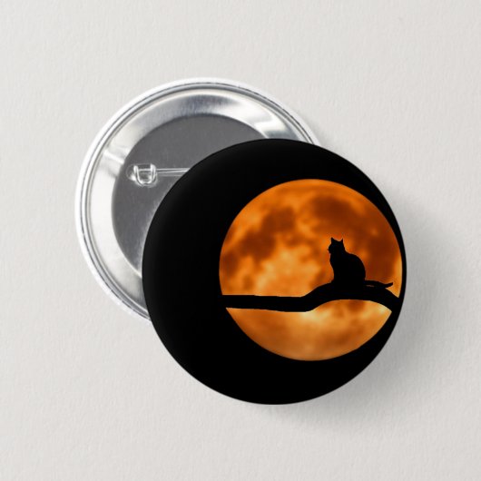 Cat Silhouette Moonlight. Button personaliseren (Voorkant /achterkant)