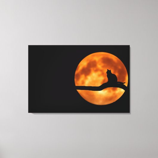 Cat Silhouette Moonlight Canvas Afdrukken (Voorkant)