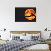 Cat Silhouette Moonlight Canvas Afdrukken (Insitu (Slaapkamer))