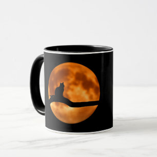 Cat Silhouette Moonlight Mok