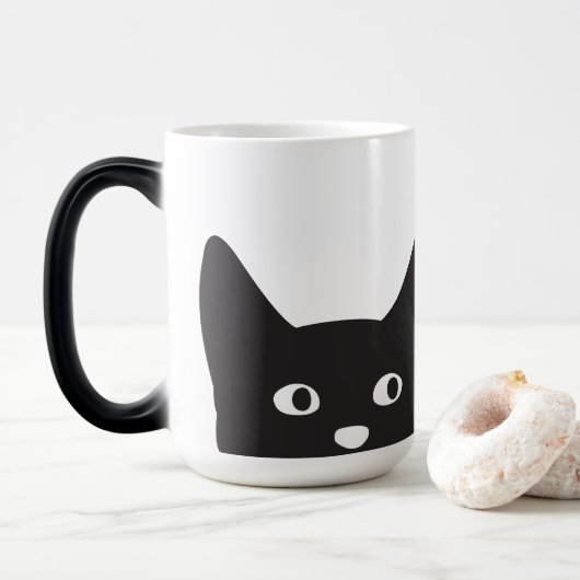 Cat Silhouette Morphing Mok (Met donut)