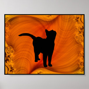 Cat Silhouette over het poster van de de portefeui
