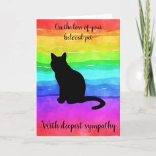 Cat silhouette regenboog aangepaste pet sympathcar feestdagen kaart