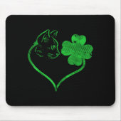 Cat Silhouette Shamrock St Patricks Day Kitten Lov Muismat (Voorkant)