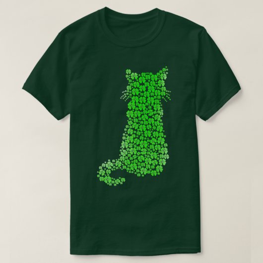 Cat Silhouette Shamrock St Patricks Day Kitten Lov T-shirt (Design voorkant)