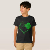 Cat Silhouette Shamrock St Patricks Day Kitten Lov T-shirt (Voorkant volledig)