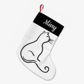Cat silhouette single line simple black and white kleine kerstsok (Voorkant (Hangend))